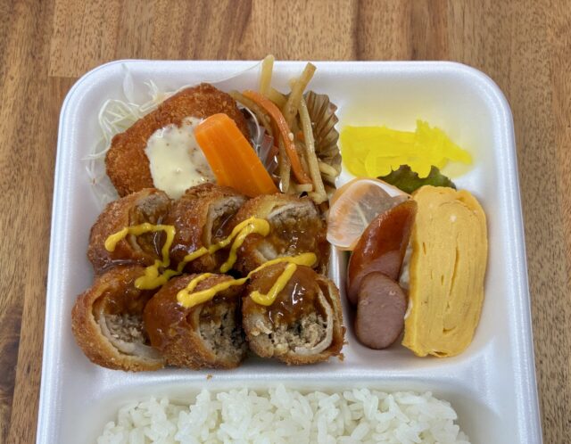 7/21(火)日替り弁当 : きのこ入り肉巻きフライ&エビカツ